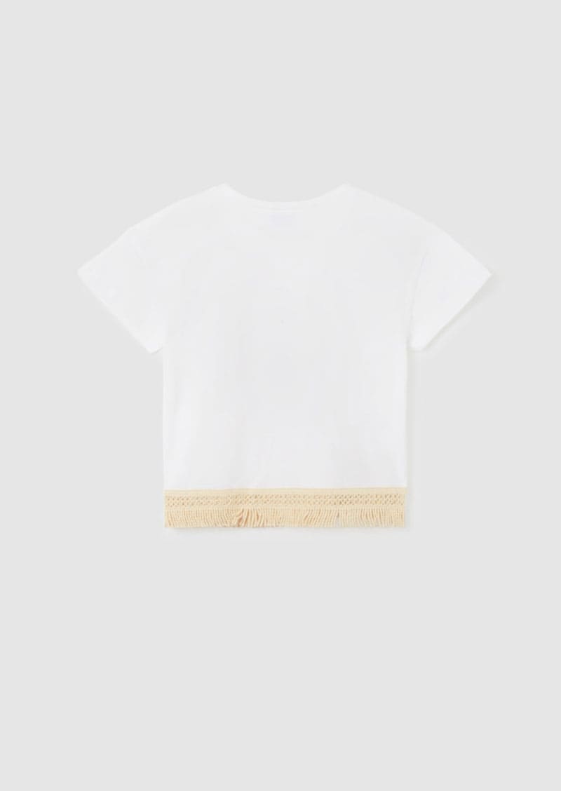 Camiseta manga corta con flecos de algodón sostenible